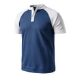 thumbnail image 3 of ZHOGXU Fashion Patchwork Short Sleeve O Neck Men's T Shirts With Button Comfortable Everyday Wear, 3 of 4