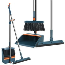 DECORNIJIA Broom And Dustpan Set Blue 1Set 37.4x9.8x7.9in