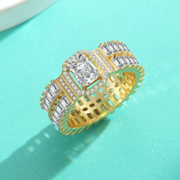 1 Carat Moissanite Wedding Ring Set for Bridal D-Color VVS1 18K Gold Plated Moissanite Rings for Women Simulated Diamond Promise Ring Lab Grown Diamond Engagement Rings Lady