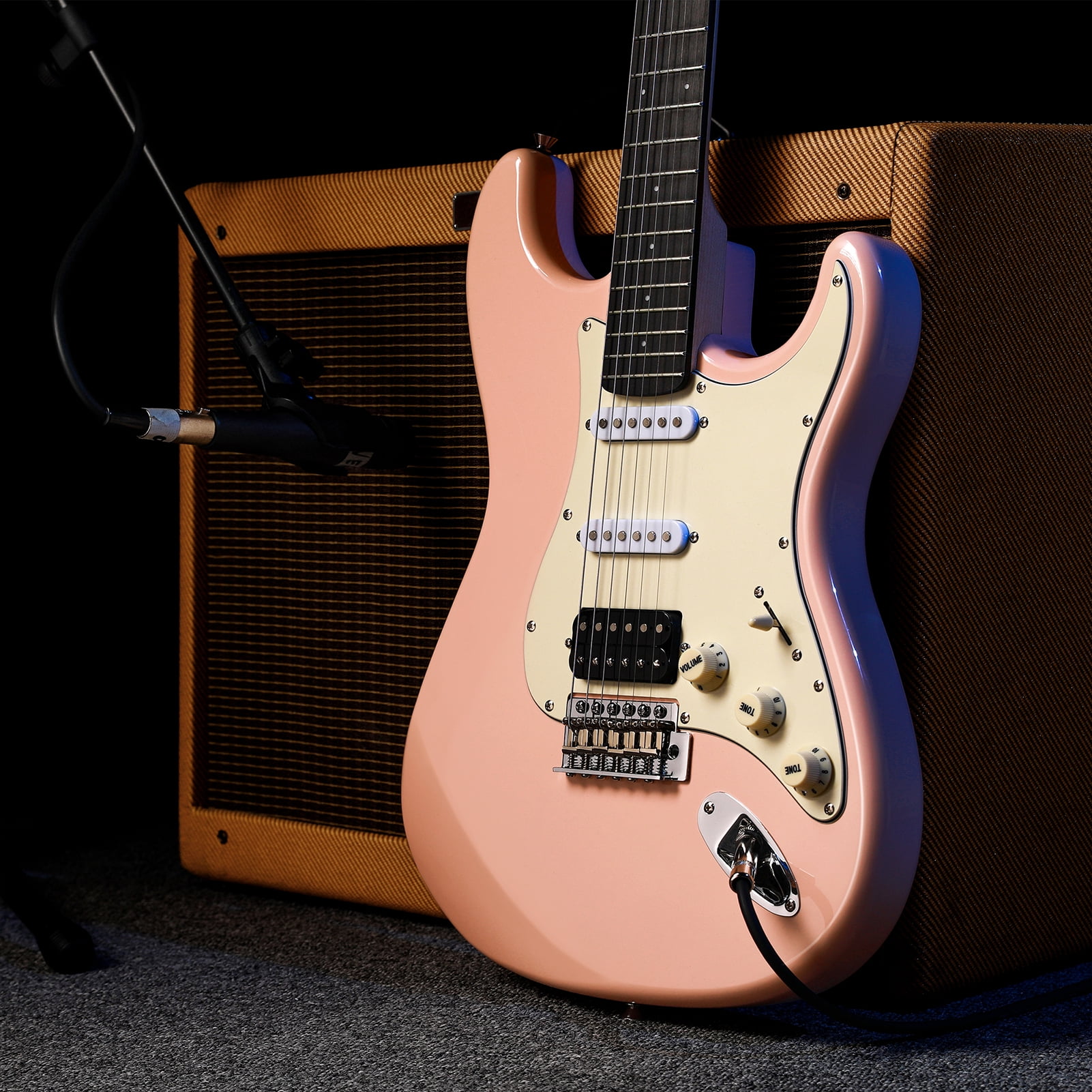 Donner 39" Electric Guitar, Solid Electronic Guitar for Beginner Intermediate, Pink