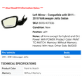 thumbnail image 2 of Left Mirror - Compatible with 2011 - 2018 Volkswagen Jetta Sedan 2012 2013 2014 2015 2016 2017, 2 of 2