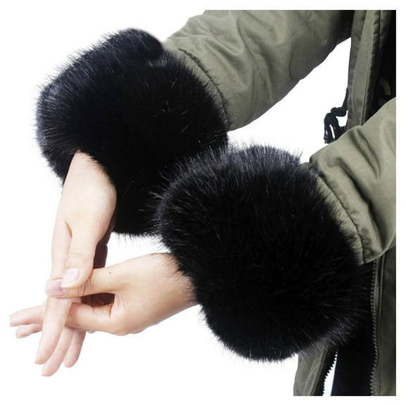 UJNDER Women's Leopard Print Wrist Warm Arm Warmer Gloves Mittens for Winter Fashion Accessory Black