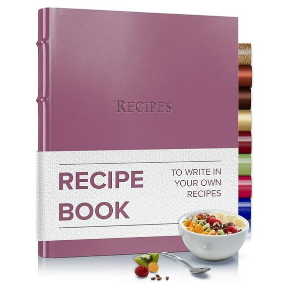 Recipe book to write in your own recipes - 3 Ring Recipe Binder With Plastic Sleeves, Blank, 25 Pocket Pages and Cards, Fillable - Camden Orchid - 9.25 x 8 "