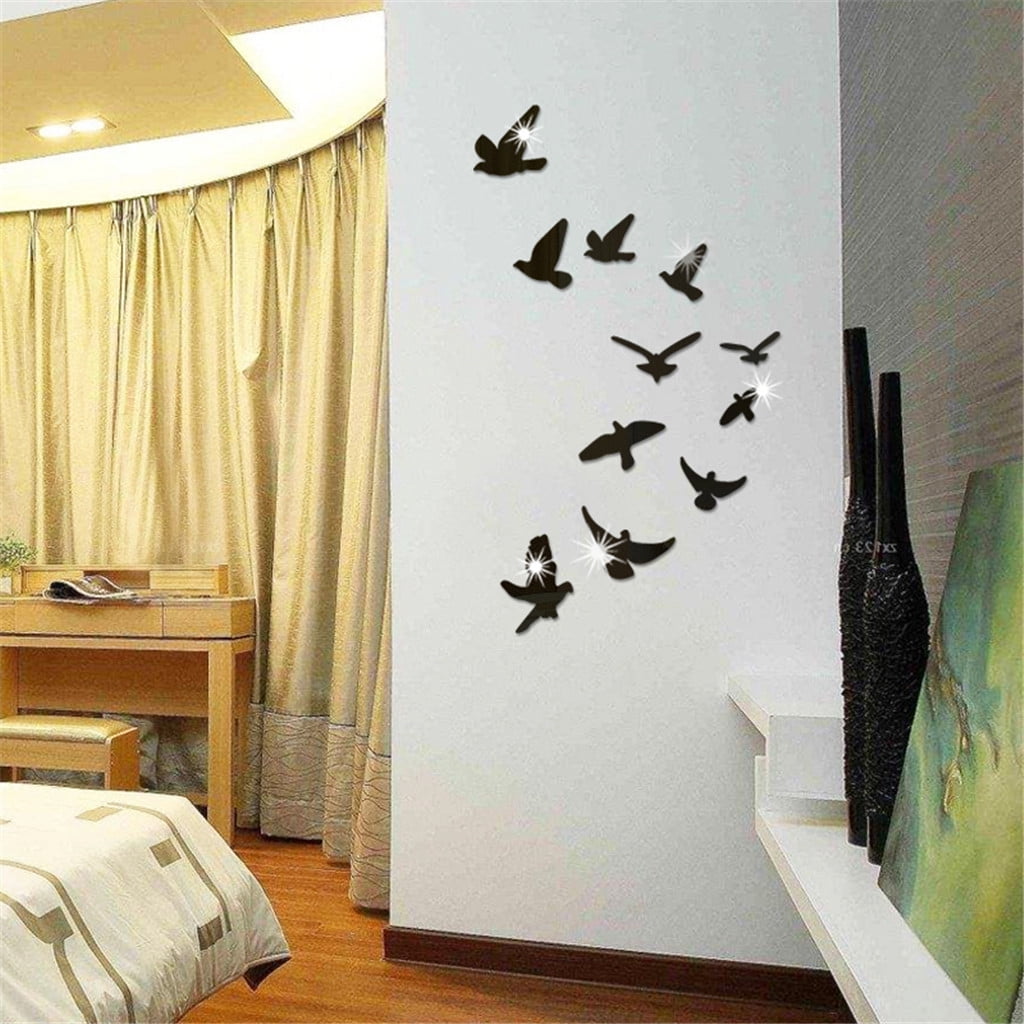 Стены полетят. Наклейки на стену птички. Птицы на стену декор. Акриловые наклейки на стену. 3d наклейки птицы.