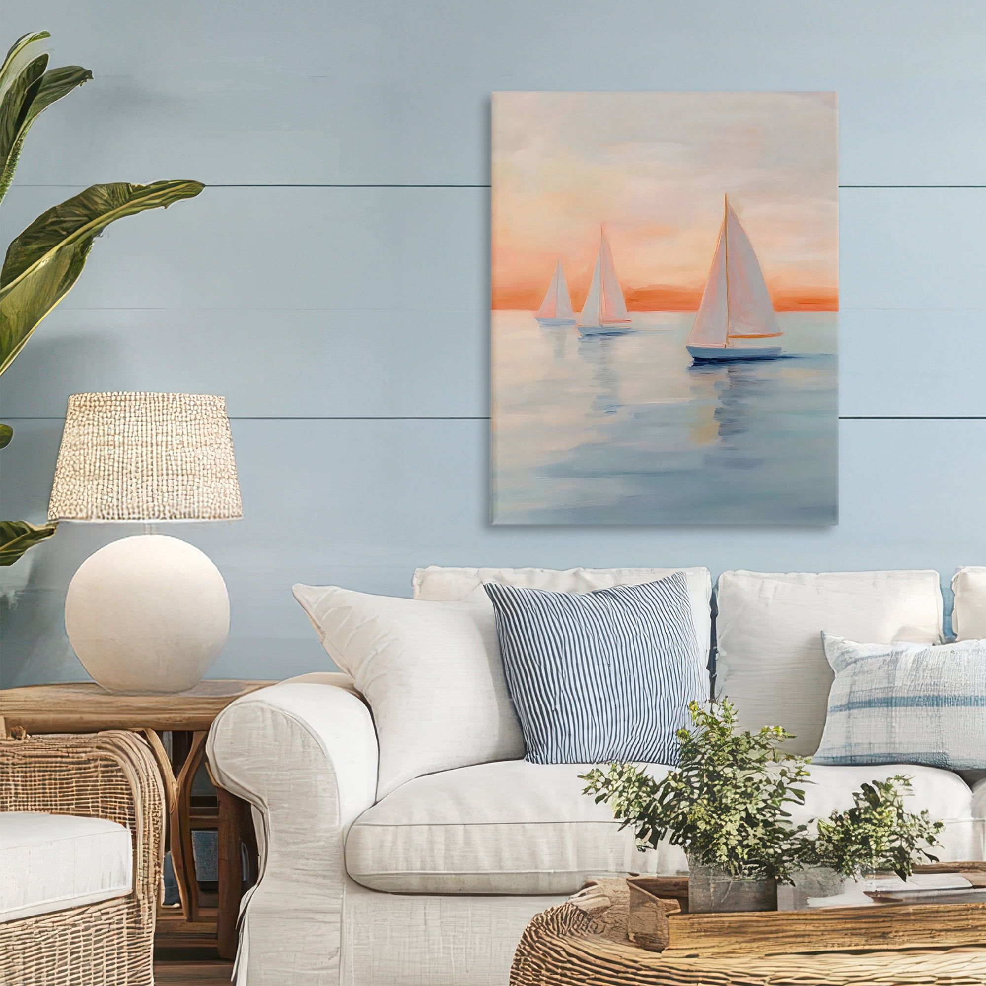 Stupell Industries Sunset Sailboats Over Calm Sea Canvas Wall Art, design by Creative Studio
