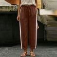 thumbnail image 4 of Hurxie Women Side Stripe Pants Y2k Elastic Waist Wide Leg Baggy Track Pant Lace Trim Parachute Pants with Pockets Coffee,3XL, 4 of 7
