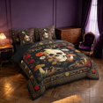 thumbnail image 2 of Homewish Halloween Skull Queen Bedding, Boho Floral Mushroom Bedding Comforter Set Queen, Black Reversible 7-Piece, 2 of 7
