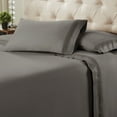 thumbnail image 2 of Benzara Pisa 4 Piece Avenue Lace Hem king Size Sheet Set , Gray, 2 of 2