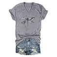thumbnail image 4 of WEIYLL Ladies T Shirts Insect Print Loose V Neck Grey Tops Sizes L, 4 of 4