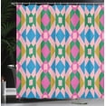 thumbnail image 3 of Ambesonne Modern Shower Curtain, Boho Triangle Square Art, 69"Wx75"L, Sea Blue and Dark Yellow, 3 of 4