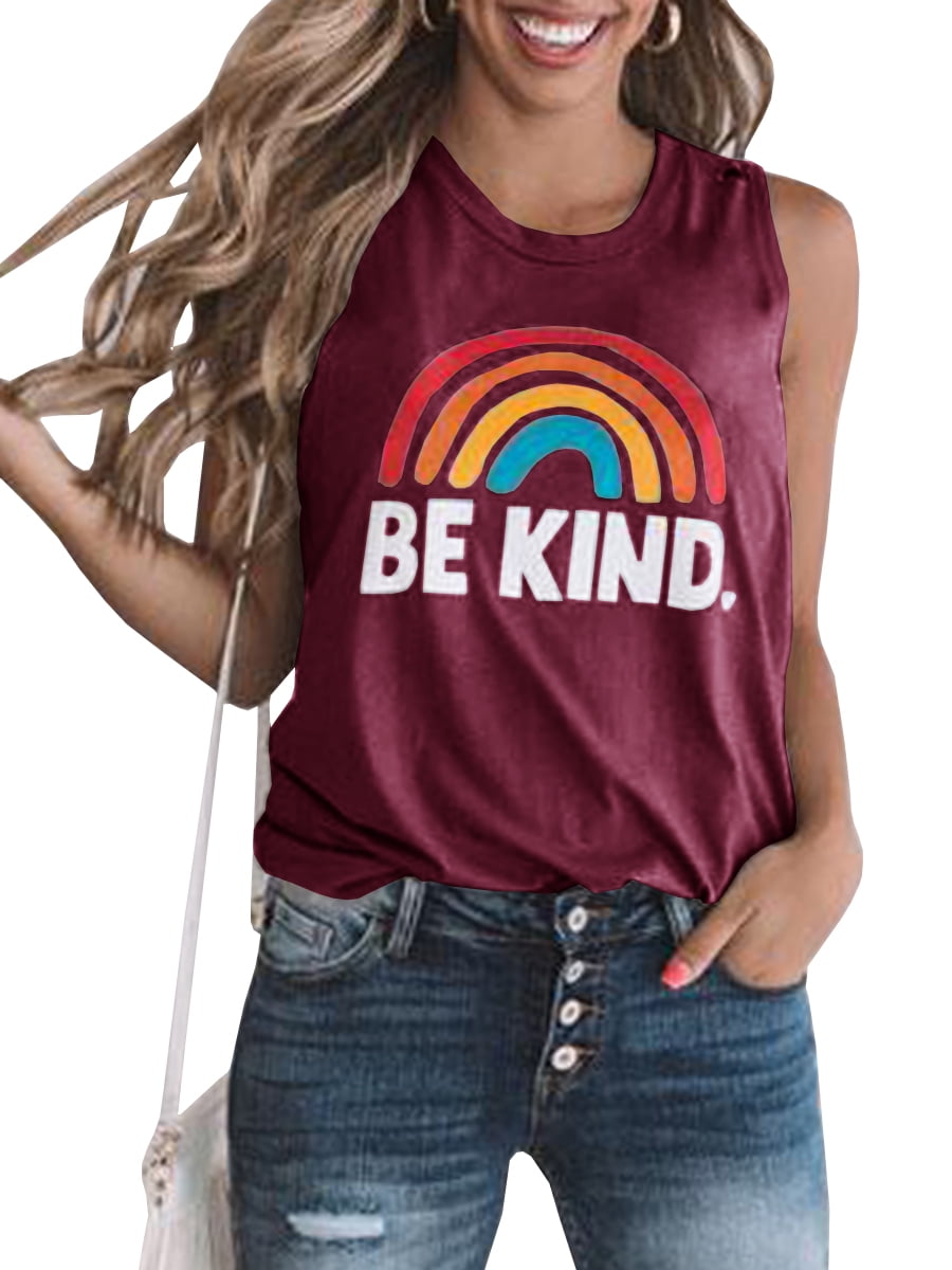 SySea - Be Kind Letter Print Women Sleeveless Tank Tops Camisole ...