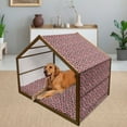 thumbnail image 2 of Cobblestone Pet House, Patchwork Style Tribal Bricks of Polka Dot Stripes and Zigzag Pattern Squares, Outdoor & Indoor Portable Dog Kennel with Pillow and Cover, 5 Sizes, Multicolor, by Ambesonne, 2 of 4