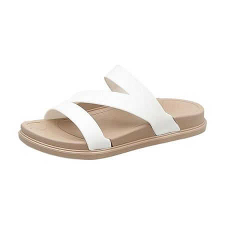 

Women Sandals Fashion Flat Slippers Trendy Flip Flops Beach Sandals Open Toe Casual Soft Summer Shoes Slip on Flat Sandal 37