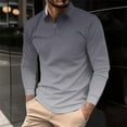 thumbnail image 2 of HOOMEUMY Men's Ombre Quarter Zip Long Sleeve T-Shirt Slim Fit Golf Shirt Turndown Collar Gradient Color Tops b_Gray S, 2 of 5