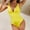 c01Yellow, variant on Belly Control One Piece Long Torso Swimsuits for Women High Waist Summer Solid Bathing Suit Beach Plunge V Neck Bodysuit Blue L