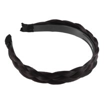 Unique Bargains 1 Pcs 1.1 Inch Wide Synthetic Hair Braided Headband Hair Hoop for Women and Girl Black Brown