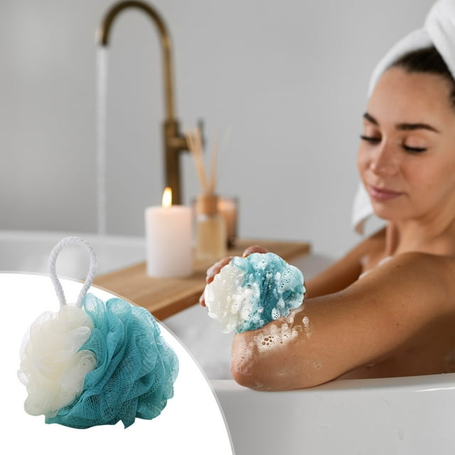 Reduced Price, Foaming Bath Ball, Two Color Splicing Design, Back Printed Decor, Relaxing Bath Toy, for Adults Youths, Handmade Foam, Spa Treatment Accessory, Shower Gel Dispenser Akmoler Under 10
