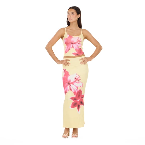 Forever 21 Women’s Tank Top and Maxi Skirt 2-Piece Set, Floral Print Matching Outfit with Sleeveless Crop Tank and Long Skirt, XS-XL