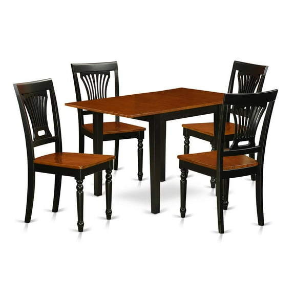 East West Furniture Dining Room Set Black & Cherry, NDPL5-BCH-W