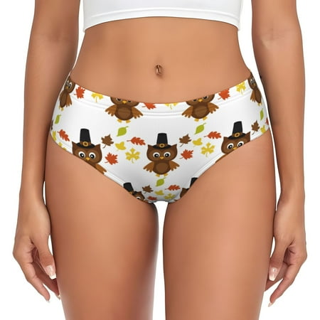 Womens Underwear - Colorful maple leaf owl No Show Seamless Underwear for Women  Kawaii Soft Stretch Women s Panties  Hipster Ladies Panties Bikini Underwear Briefs