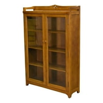Pemberly Row Arts and Crafts Wood Curio Cabinet in Light Cherry