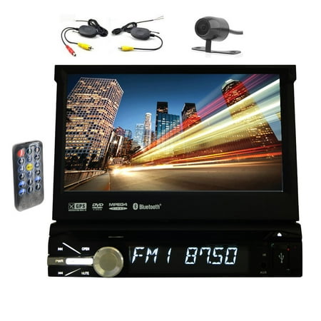 Car Stereo With Navigation System Wireless Backup Camera + EinCar 7'' inch Single-DIN in-dash Car DVD Player GPS Navigation Car Stereo System Mechless TFT/LCD Motorized Touchscreen Reaceiver with 8GB GPS Map Card and Bluetooth ()