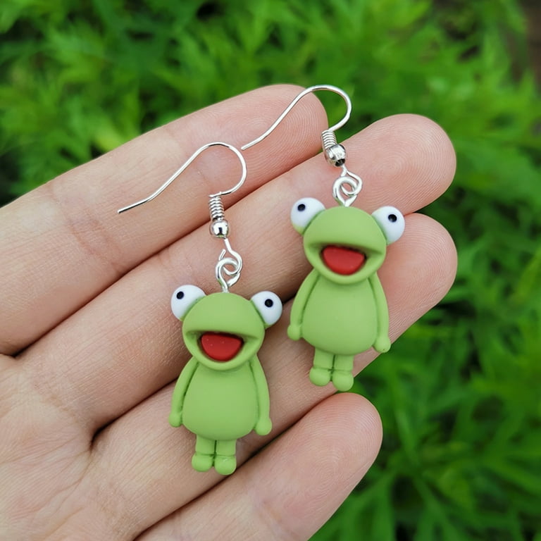 HOTYA Hanging Frog Animal Earrings for Women Designer Statement