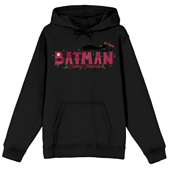 Merry Little Batman Batman & Son Logo Adult Black Long Sleeve Hooded Sweatshirt