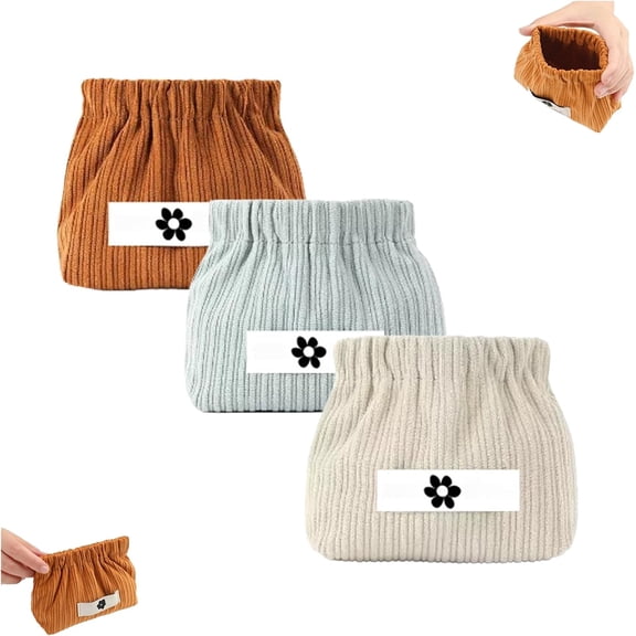 Cautious Corduroy Elastic Hair Tie Organizer (E) – Elastic Storage Bag for Purse & Hair Tie Pouch​