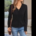 thumbnail image 4 of Suéteres Tipo Cárdigan de Larga para Mujer, Informales, Ligeros, con Botones y Cuello en V, para Otoño Negro XXL, 4 of 10