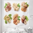 thumbnail image 1 of Almond Tapestry, Food Art Photo Hazelnuts Hickory Nuts Pecan Pistachio on Plain Background, Fabric Wall Hanging Decor for Bedroom Living Room Dorm, 5 Sizes, Green Beige Pale Rust, by Ambesonne, 1 of 1