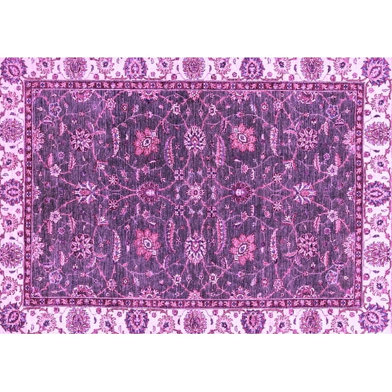 Ahgly Company Indoor Rectangle Abstract Purple Modern Area Rugs, 2' x 5'