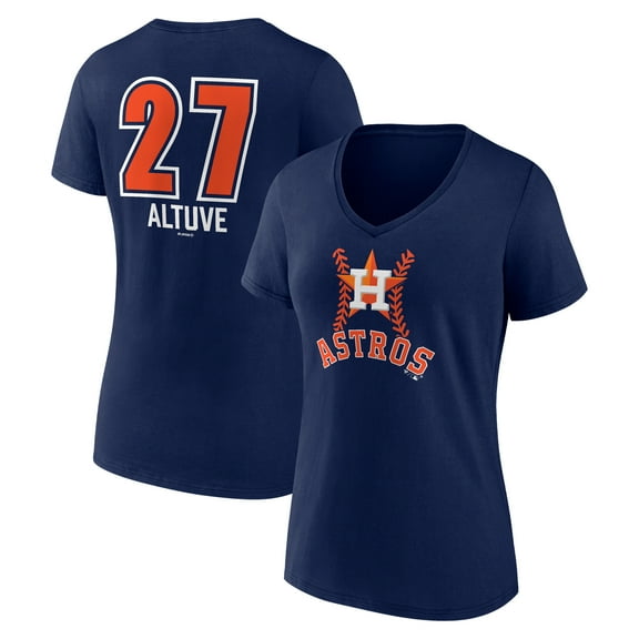 Women's Jose Altuve Navy Houston Astros Fastball Player Name & Number V-Neck T-Shirt