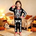 thumbnail image 2 of MEZZALL Halloween Skeleton Print Girls O-Neck Long Sleeve T-Shirts Pants For Toddler Cozy Halloween Pajama Sets For Nighttime Comfort And Play 2 Piece Sleepwear, 2 of 3