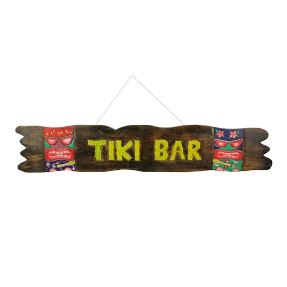 Zeckos 39 inch Hand Carved Tiki Bar Sign Tropical Wall Decor