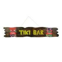 Zeckos 39 inch Hand Carved Tiki Bar Sign Tropical Wall Decor
