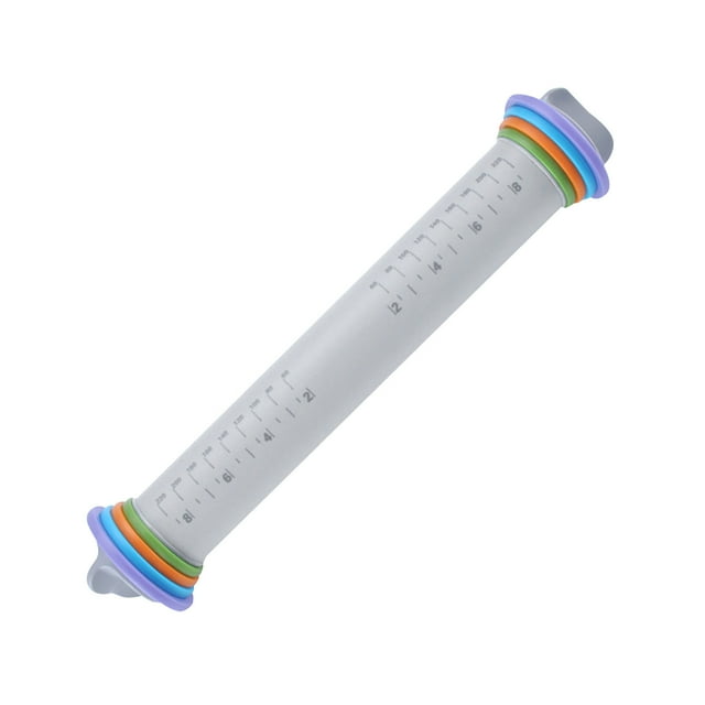 Dvkptbk Rolling Pin Steel Rolling Pin, with 4 Removable Rings and Mat for Baking