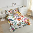thumbnail image 4 of Erosebridal Watercolor Floral Bedding Sets King with Comforter, Rainbow Gradient Blossoms Flower Duvet Insert, Reversible 3pcs, 4 of 8