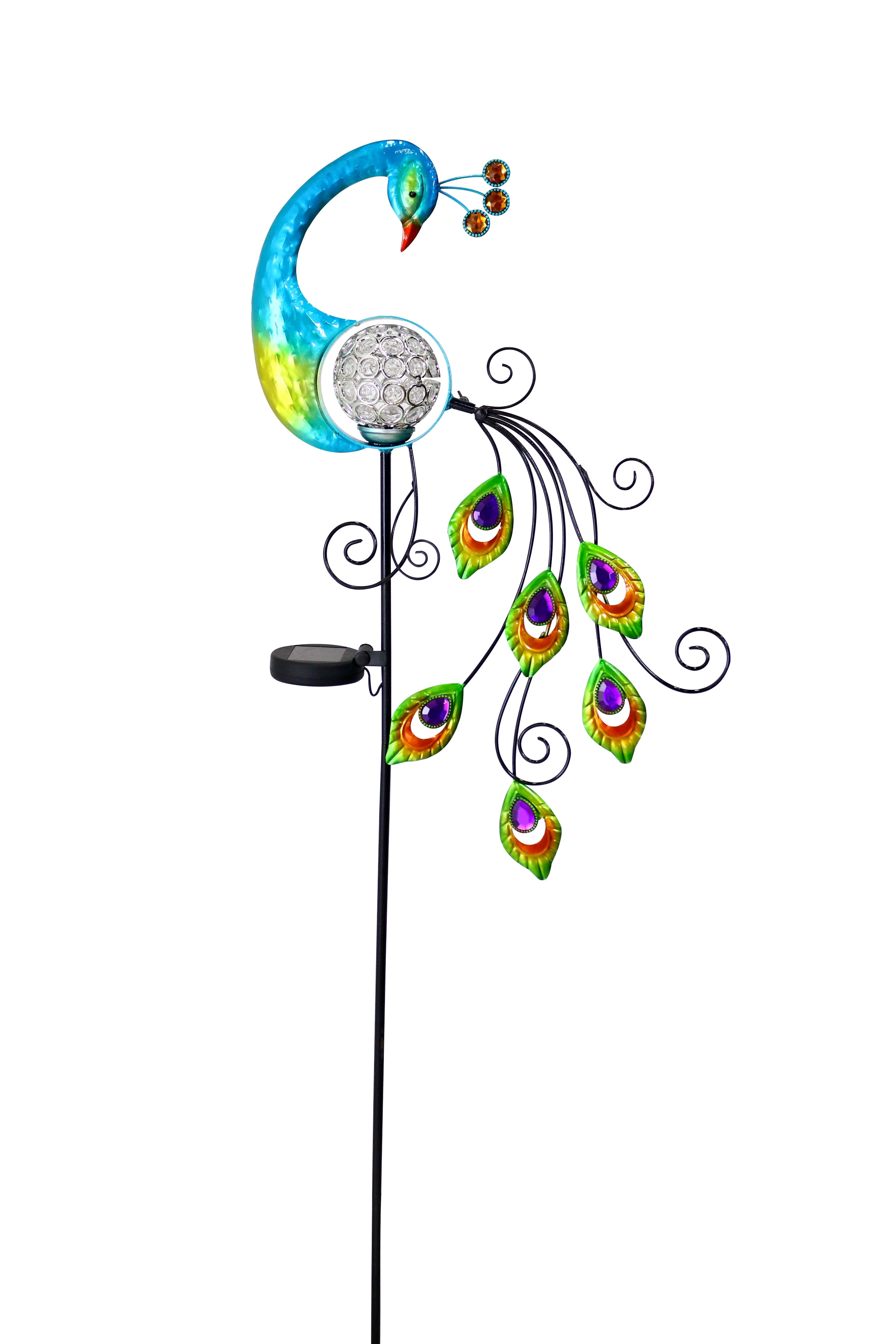 Alpine Solar Peacock w/ Color Changing LED Stake, 48 Inch Tall ...