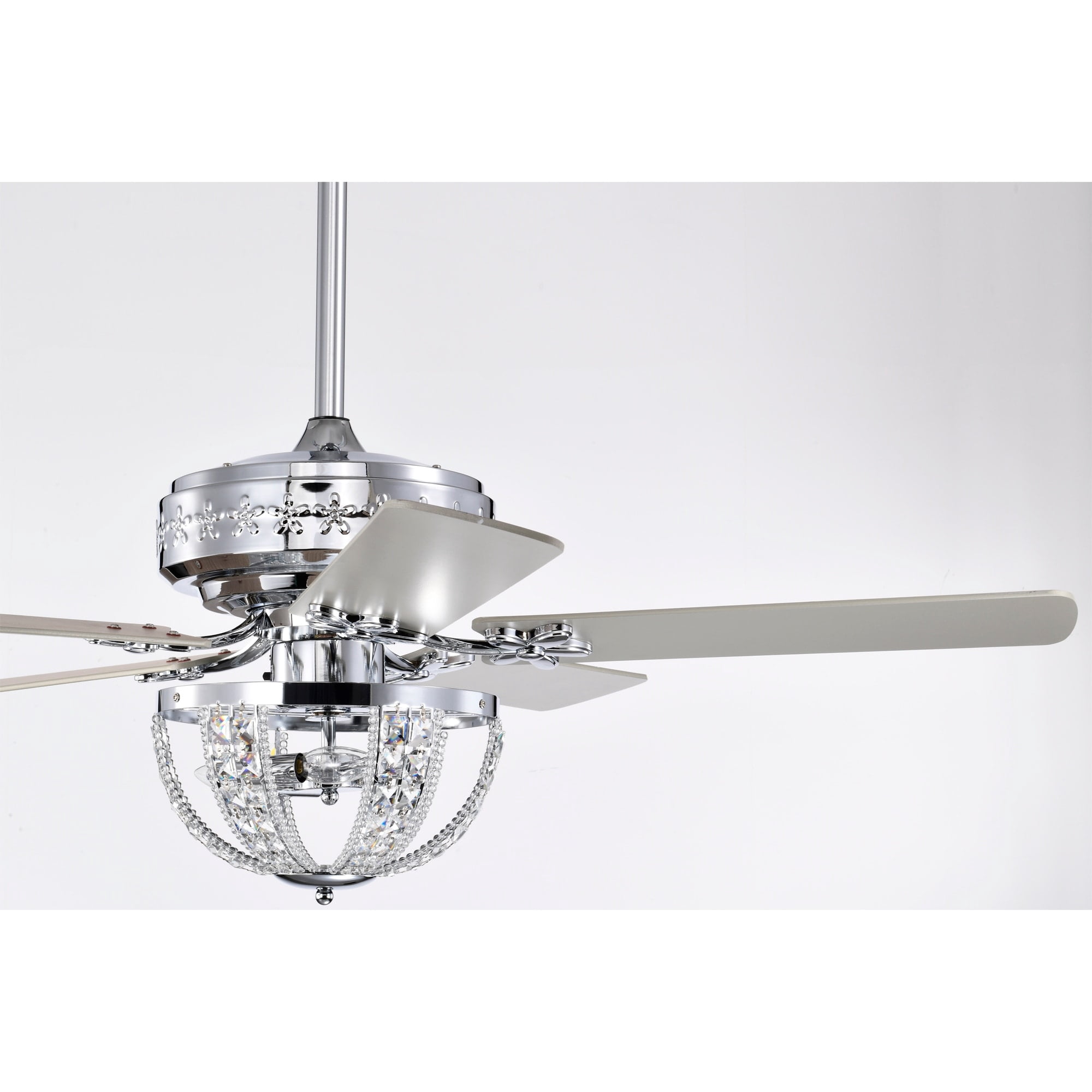 Warehouse of Tiffany AY13Y13CR Santana 52 in. 3-Light Indoor Polished Chrome Finish Ceiling Fan with Light Kit