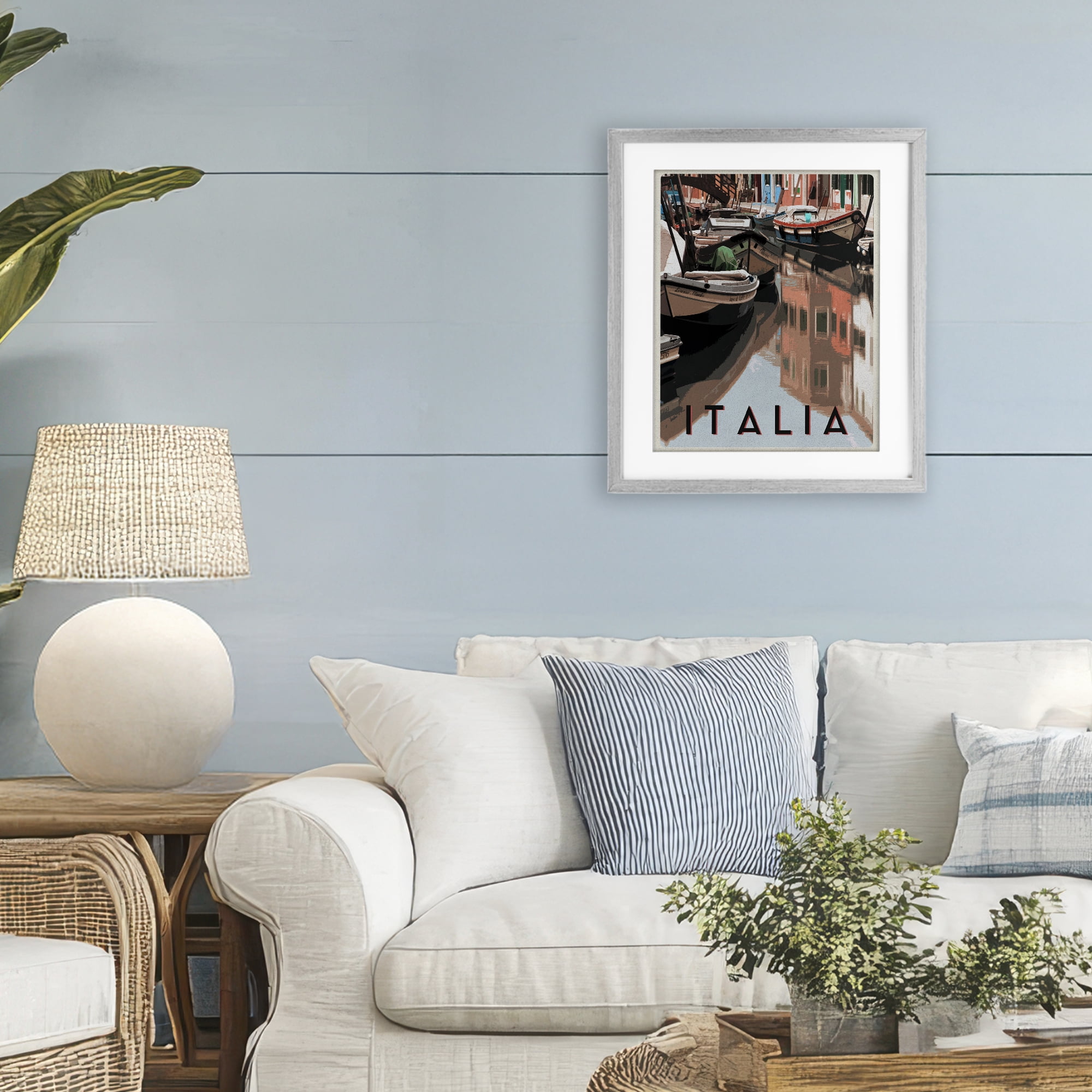 Stupell Industries Italia Canal Poster Gray Framed Print Under Glass, design by Shelley Lake
