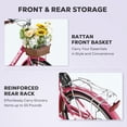thumbnail image 6 of Viribus 26" Women's Cruiser Bike for Adults, 7-Speed Beach & City Bicycle with Basket Rack, Rose Red, 6 of 15