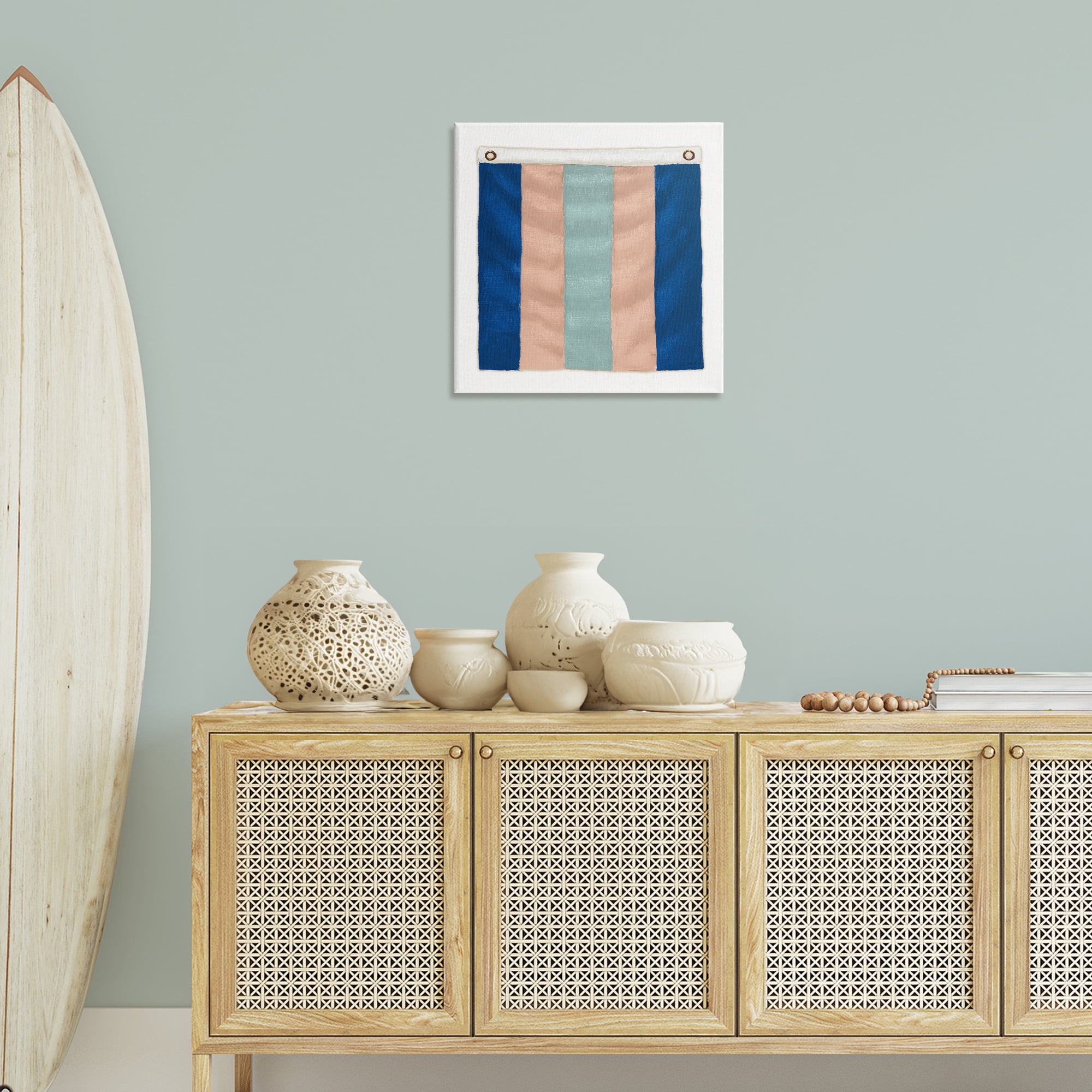 Stupell Industries Striped Nautical Flag Nautical & Beach Painting Wrapped Canvas Art Print Wall Art, 24 x 24