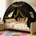thumbnail image 2 of YEERSWAG Full Bed Tent with Star Lights & Flags, Breathable Portable Playhouse for Indoor Bedroom, Birthday Gift, Beige/Pink/Black, 2 of 10