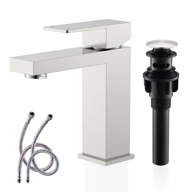 Grifo para lavabo de baño KENES de níquel cepillado con desagüe desplegable