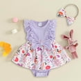 thumbnail image 2 of Ymyiu Newborn Girl Dresses Newborn Baby Girl Outfit Romper Dress Cute Infant Girl Clothes 3 6 Months (Light Purple,3-6 Months), 2 of 7