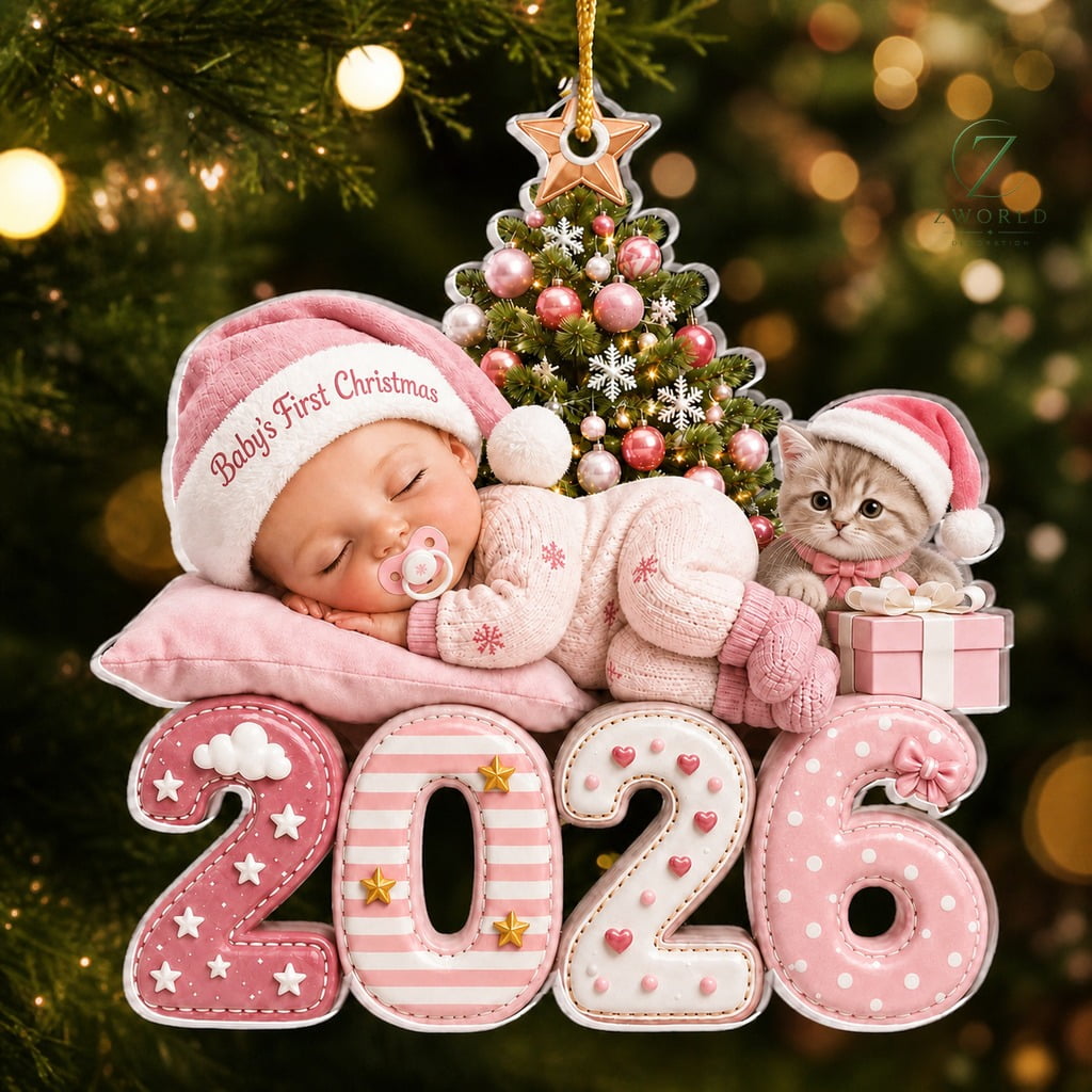 First Christmas Acrylic Ornament Baby Kitten 2026 Keepsake