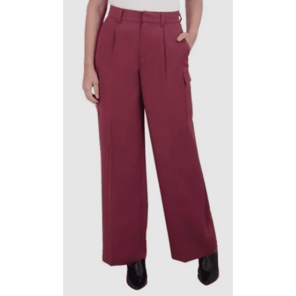DKNY Womens Cargo Pants Dark Pink Satin Pockets Wide-Leg 6 DARK PINK