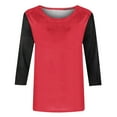 thumbnail image 4 of BLVB Womens 3/4 Sleeve Tunic Tops Trendy Color Block Crewneck Spring T-Shirts Casual Loose Comfy Going out Tee Shirts, 4 of 5