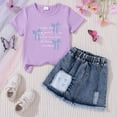 thumbnail image 2 of BOBOGOJP Kid Girls Clothes Outfits Bowknot T-Shirt + 2 In 1 Denim Short Skort Summer Clothing Set, Size 4-10, 2 of 4